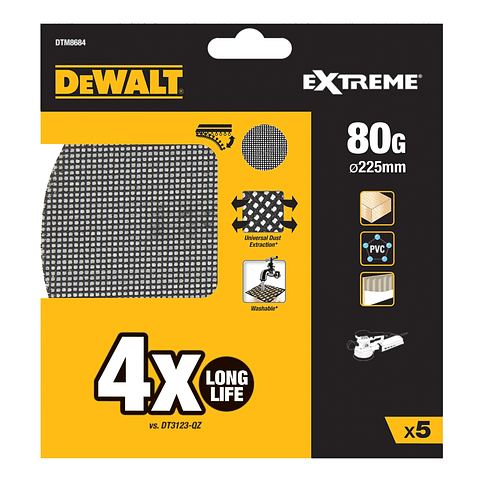 Disco de lixa de malha Ø225mm para Lixadoras de Pladur DEWALT (5 uni)