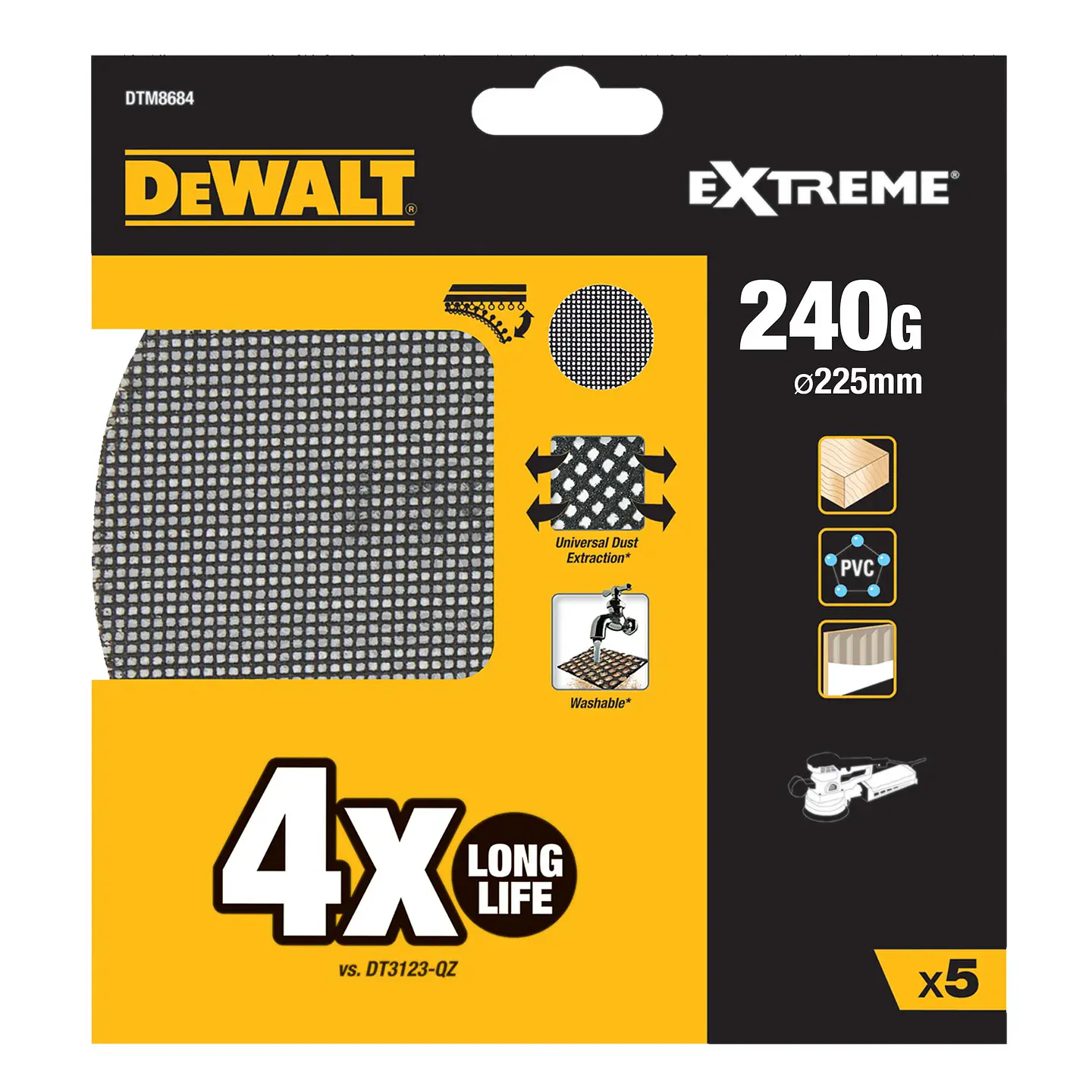 Disco de lixa de malha Ø225mm para Lixadoras de Pladur DEWALT (5 uni) 4