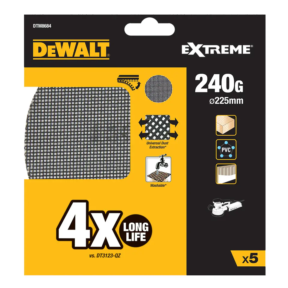 Disco de lixa de malha Ø225mm para Lixadoras de Pladur DEWALT (5 uni) 4