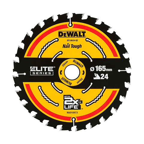 Disco de Serra para Madeira "Serie ELITE" Ø165mmX20mm 24D DT10624 DEWALT