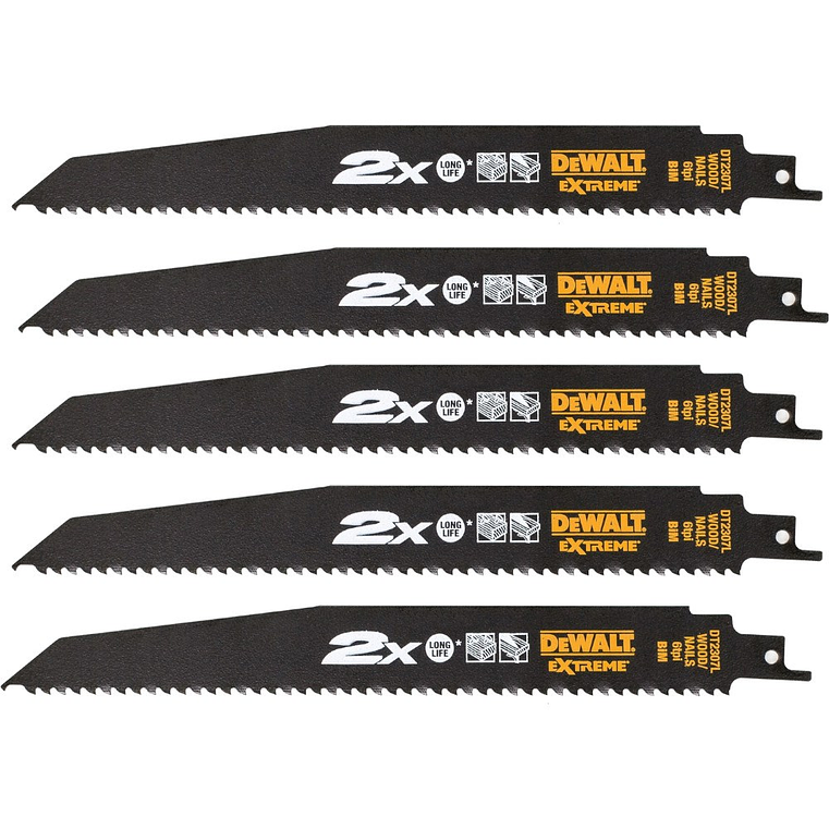 Lâminas de Serra Sabre 228mm Bi-Metal Extreme DT2307L DEWALT (5 Un) 1