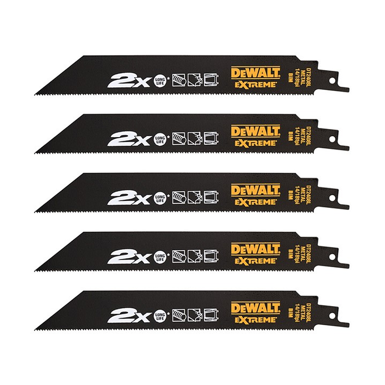 Lâminas de Serra Sabre 203mm Bi-Metal Extreme DT2408L DEWALT (5 Un) 1