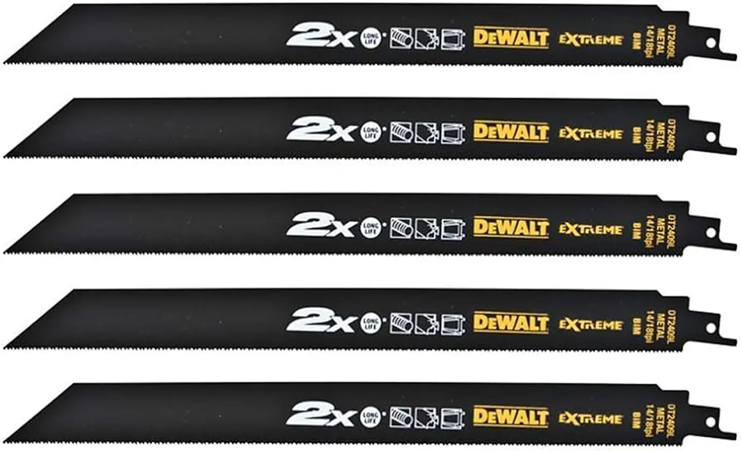 Lâminas de Serra Sabre 305mm Bi-Metal Extreme DT2409L DEWALT (5 Un) 1