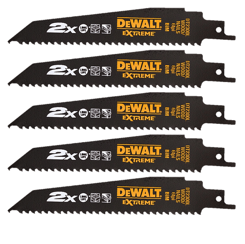 Lâminas de Serra Sabre 152mm Bi-Metal Extreme DT2300L DEWALT (5 Un)