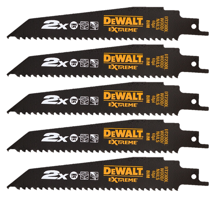 Lâminas de Serra Sabre 152mm Bi-Metal Extreme DT2300L DEWALT (5 Un) 1
