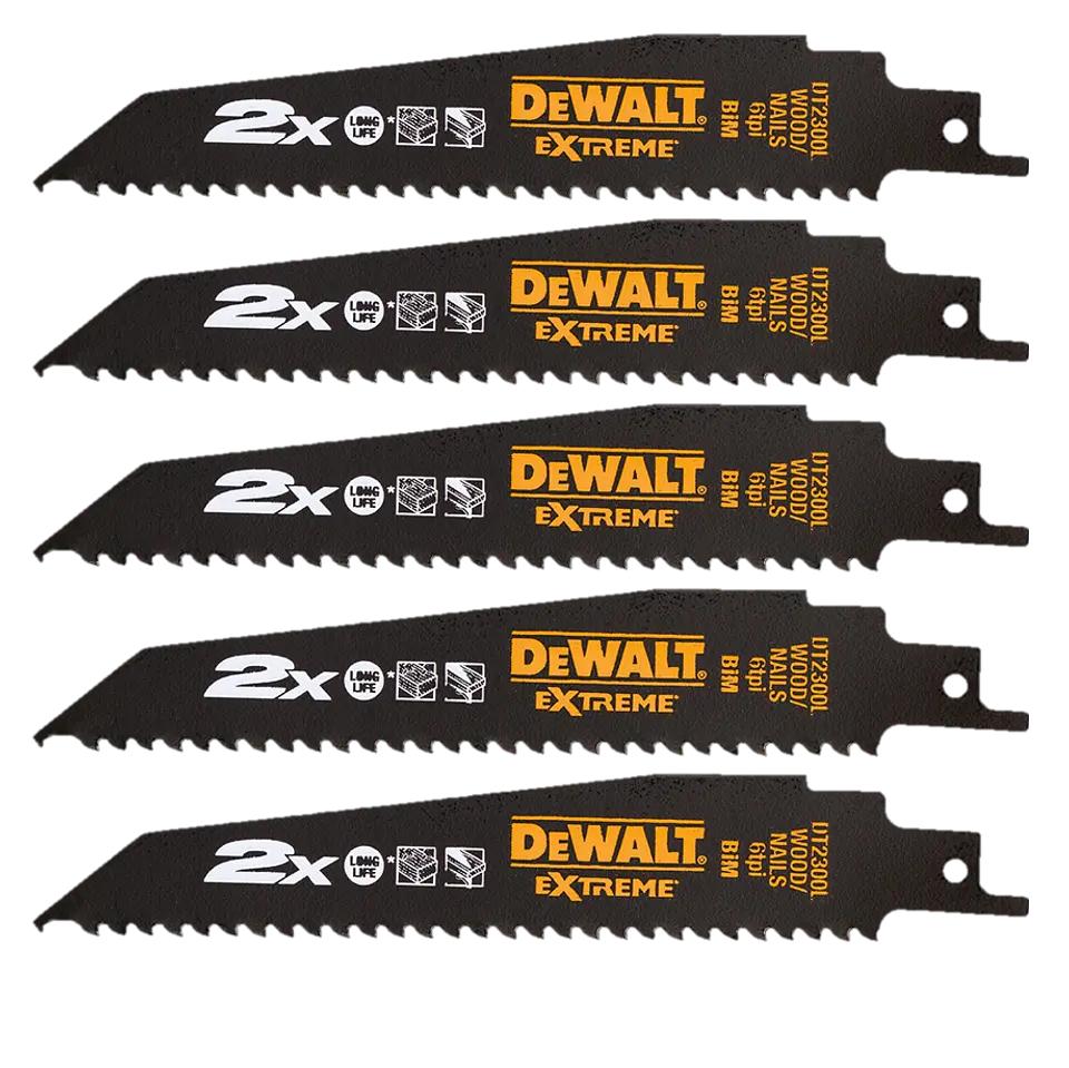 Lâminas de Serra Sabre 152mm Bi-Metal Extreme DT2300L DEWALT (5 Un) 1
