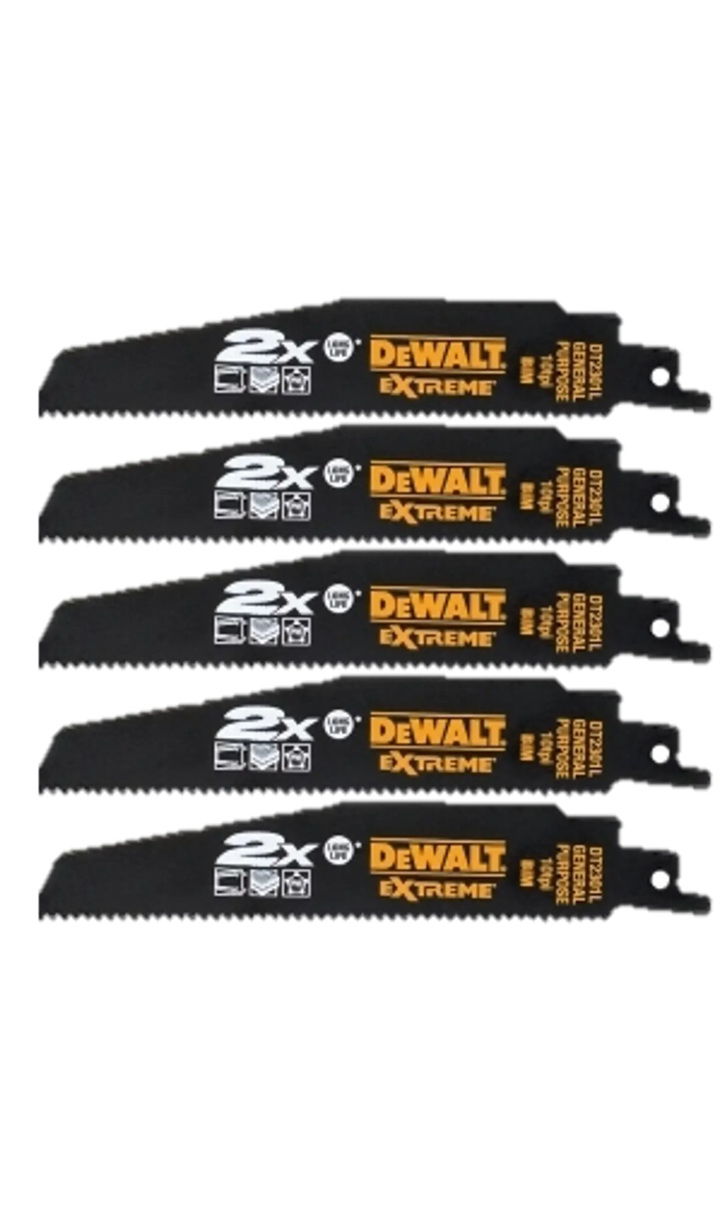 Lâminas de Serra Sabre 152mm Bi-Metal Extreme DT2301L DEWALT (5 Un) 1