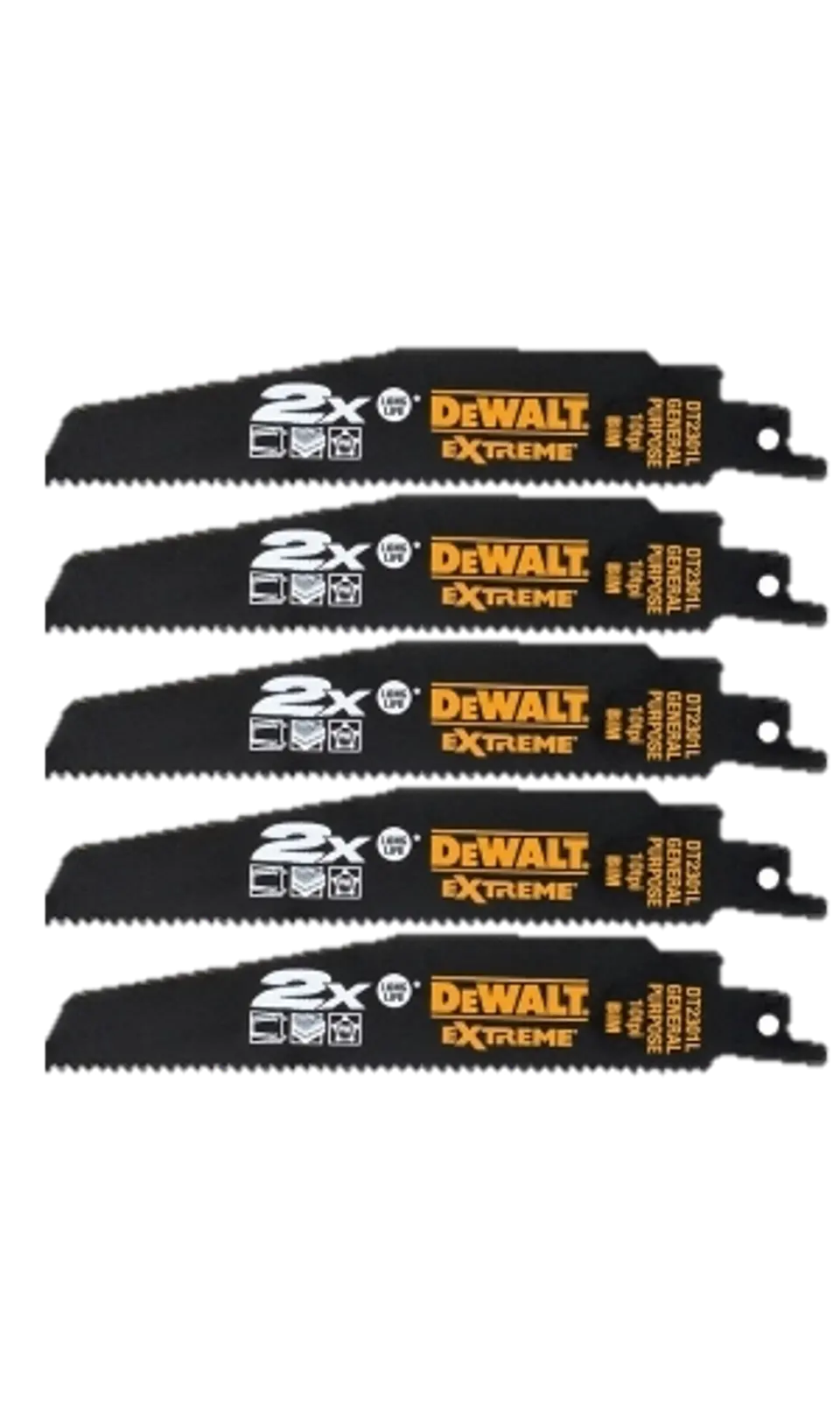 Lâminas de Serra Sabre 152mm Bi-Metal Extreme DT2301L DEWALT (5 Un) 1