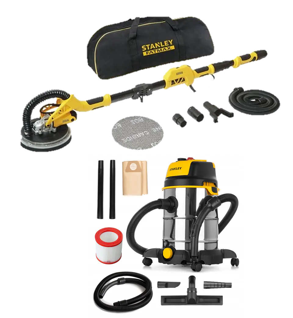 Conjunto de Lixadora de Tectos e Aspirador STANLEY 1