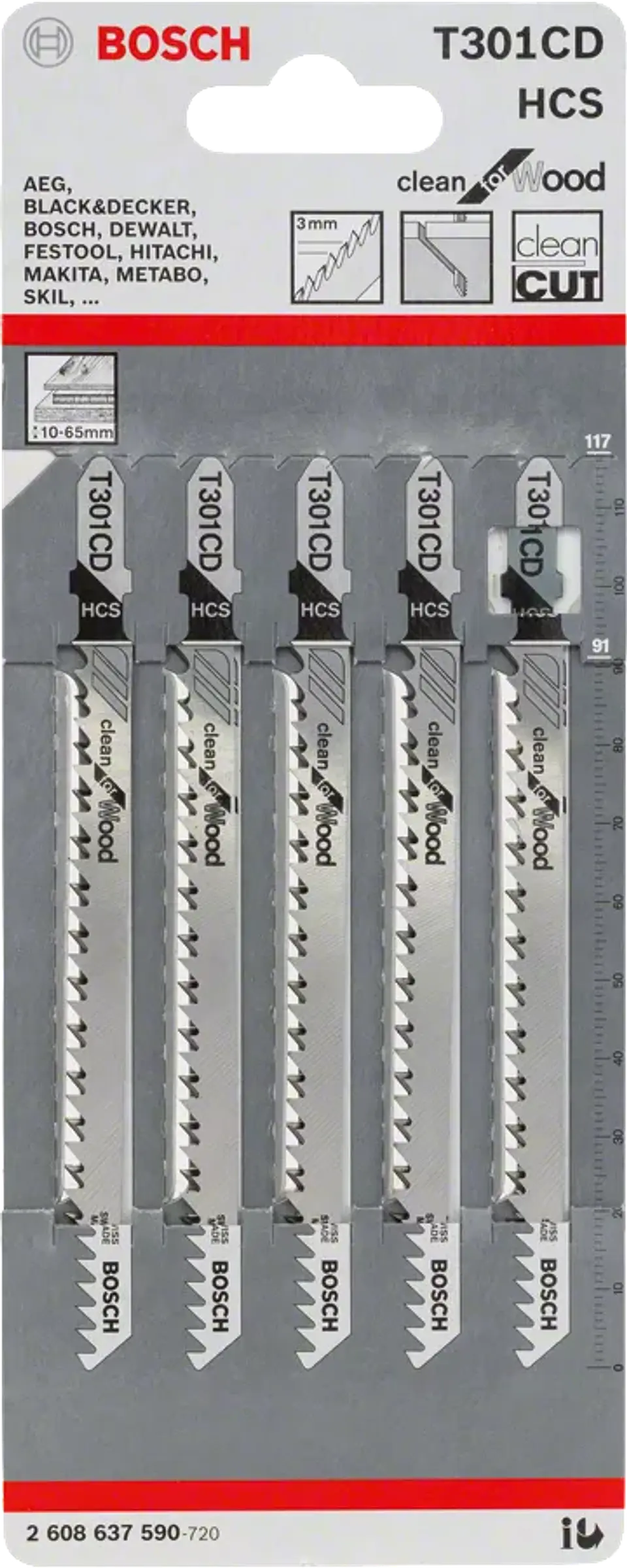 Lâmina de Serra Vertical T 301 CD CLEAN FOR WOOD BOSCH 3