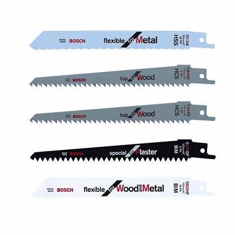 Conjunto de 5 lâminas madeira, Metal e Gesso para Serra Sabre KEO BOSCH DIY 