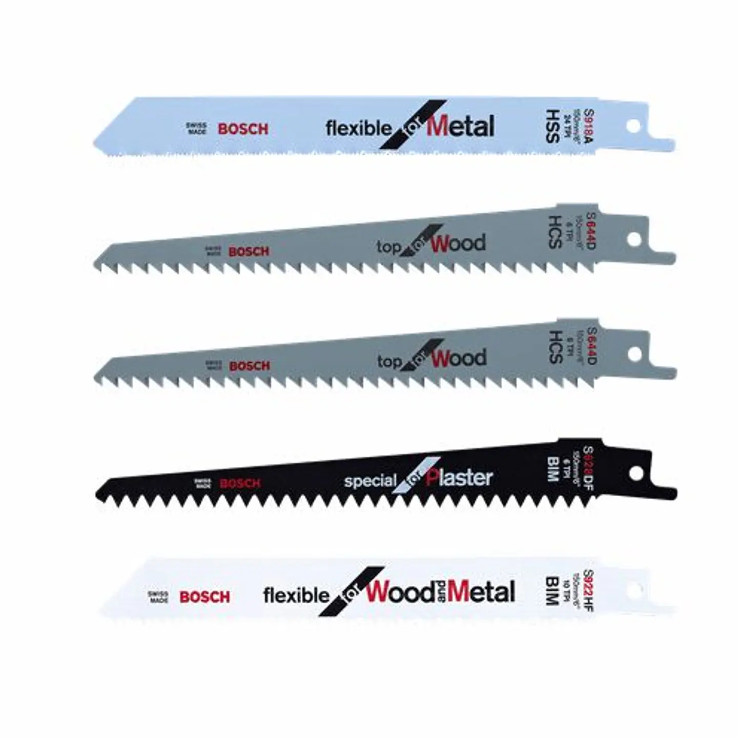 Conjunto de 5 lâminas madeira, Metal e Gesso para Serra Sabre KEO BOSCH DIY  1