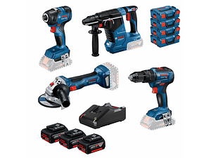 Kit de 4 máquinas sem fio + 3 Baterias 18V 5.0Ah BOSCH
