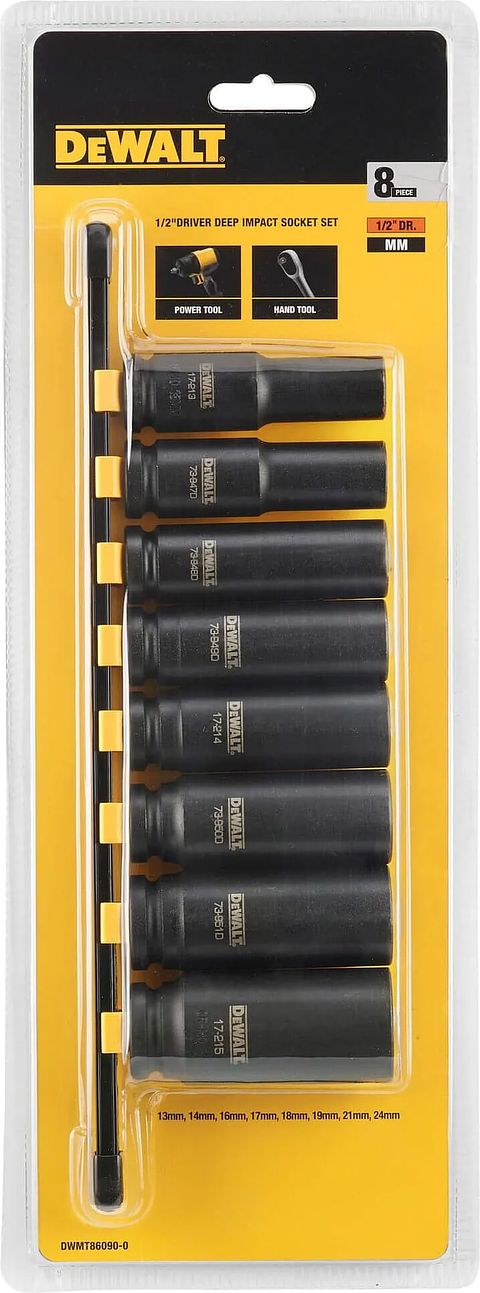 Jogo de 8 Chaves de Impacto Longas 1/2" DWMT86090-0 DEWALT