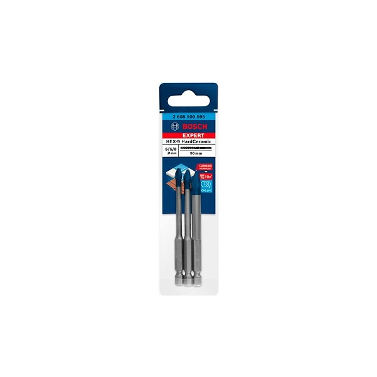 Conjunto 3 Brocas 5/6/8mm para Cerâmicos Duros EXPERT HEX-9 HARDCERAMIC BOSCH 2