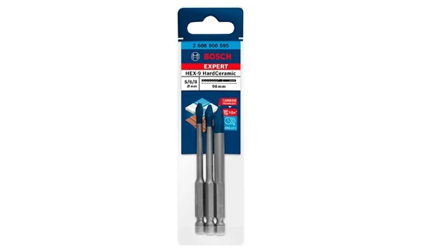 Conjunto 3 Brocas 5/6/8mm para Cerâmicos Duros EXPERT HEX-9 HARDCERAMIC BOSCH 2