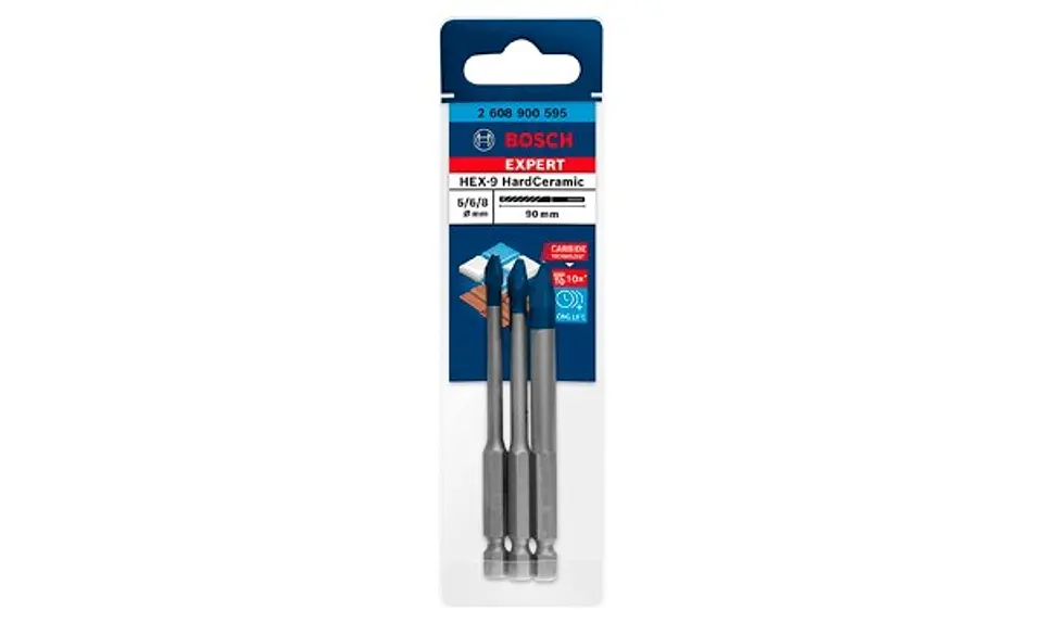 Conjunto 3 Brocas 5/6/8mm para Cerâmicos Duros EXPERT HEX-9 HARDCERAMIC BOSCH 2