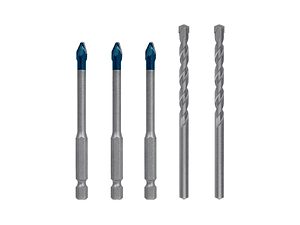Conjunto misto 3 Brocas EXPERT HEX-9 HardCeramic e 2 Brocas Betão CYL-3 BOSCH