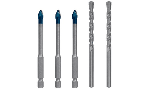Conjunto misto 3 Brocas EXPERT HEX-9 HardCeramic e 2 Brocas Betão CYL-3 BOSCH