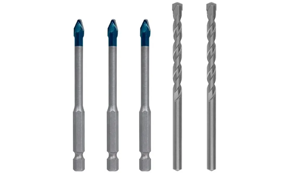 Conjunto misto 3 Brocas EXPERT HEX-9 HardCeramic e 2 Brocas Betão CYL-3 BOSCH 1