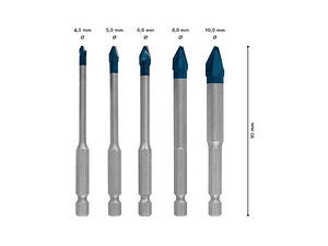 Conjunto 5 Brocas 4/5/6/8/10mm para Cerâmicos Duros EXPERT HEX-9 HARDCERAMIC BOSCH