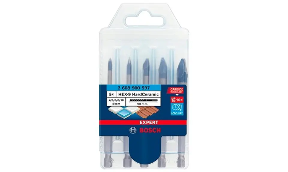 Conjunto 5 Brocas 4/5/6/8/10mm para Cerâmicos Duros EXPERT HEX-9 HARDCERAMIC BOSCH 3