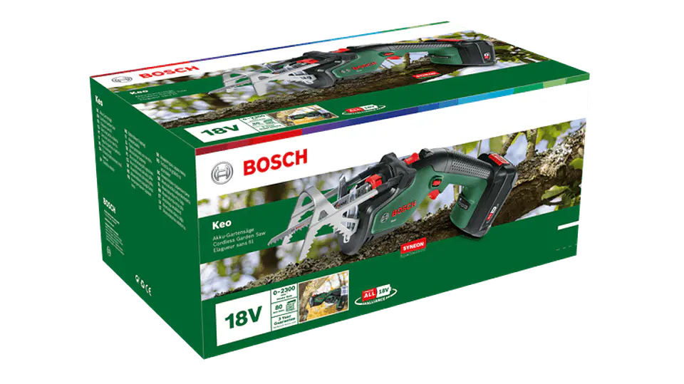 Serra de jardim sem fio KEO + 1 Bateria 18V 2.0Ah + Carregador BOSCH DIY 2