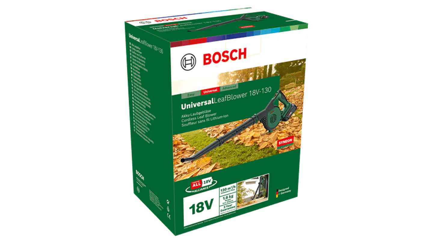 Soprador de folhas secas sem fio UniversalLeafBlower 18V-130 + 1 Bateria 18V 2.5Ah + Carregador BOSCH DIY 5