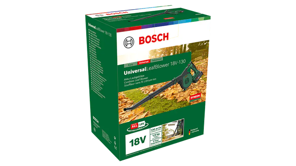 Soprador de folhas secas sem fio UniversalLeafBlower 18V-130 + 1 Bateria 18V 2.5Ah + Carregador BOSCH DIY 5