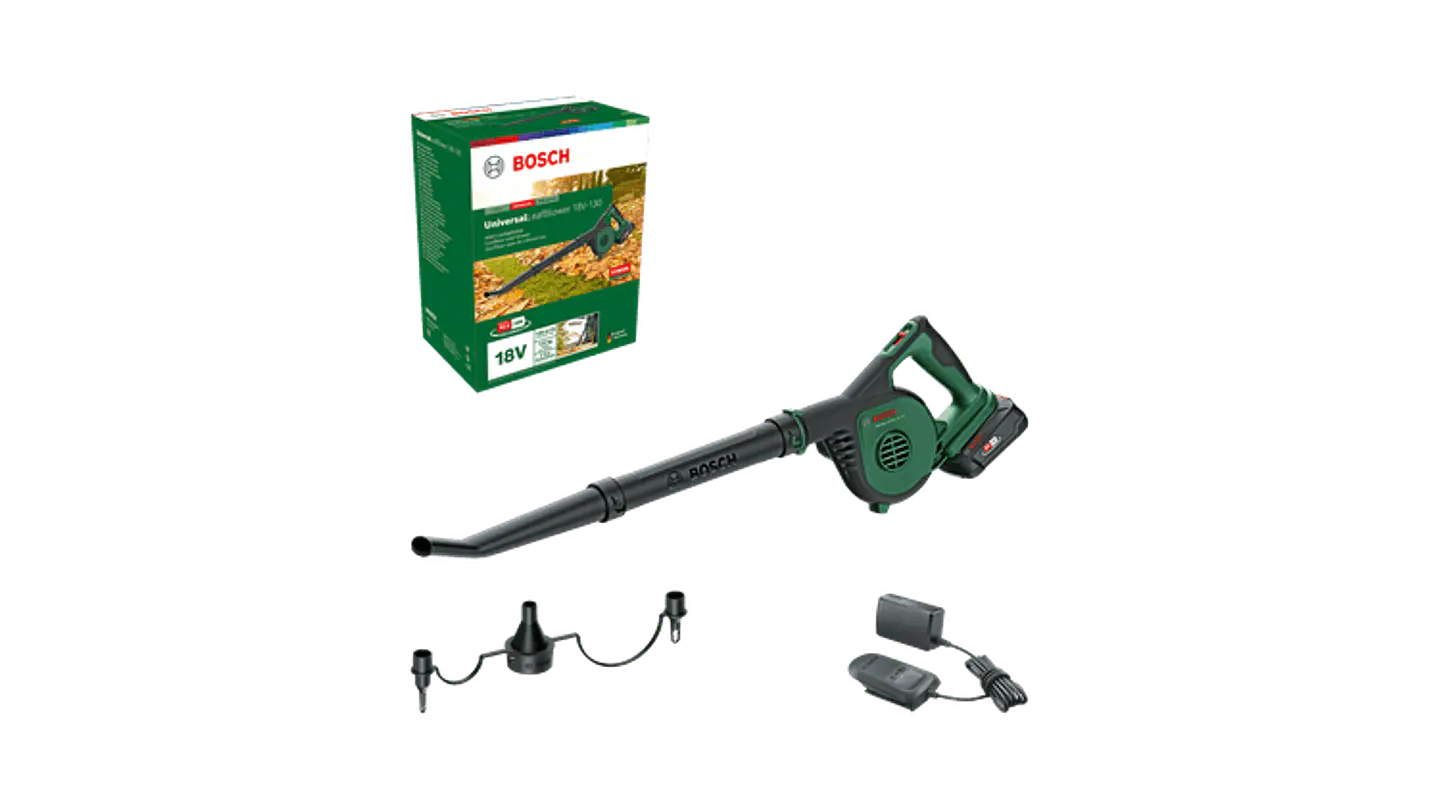 Soprador de folhas secas sem fio UniversalLeafBlower 18V-130 + 1 Bateria 18V 2.5Ah + Carregador BOSCH DIY 3