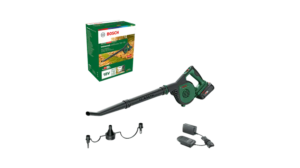 Soprador de folhas secas sem fio UniversalLeafBlower 18V-130 + 1 Bateria 18V 2.5Ah + Carregador BOSCH DIY 3