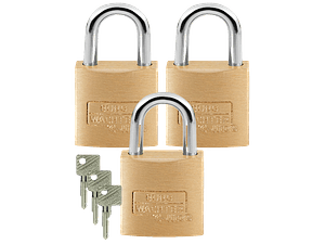 Pack 3 Cadeados Latão com Chaves Iguais de 20mm C-Line 222C20SB BURG WÄCHTER