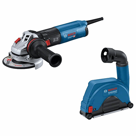 Rebarbadora pequena 1.400 W GWS 14-125 + Resguardo para aspiração GDE 115/125 FC-T BOSCH