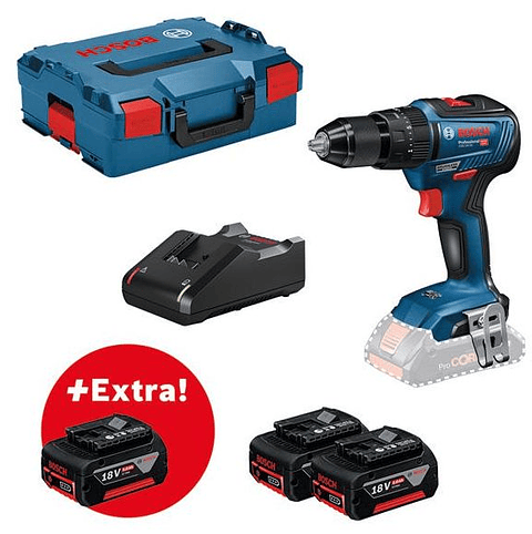 Aparafusadora Berbequim com percussão GSB 18V-55 + 3 Baterias 18V 5.0Ah BOSCH