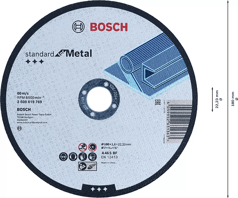 Disco de corte direito 180 mm STANDARD FOR METAL BOSCH 