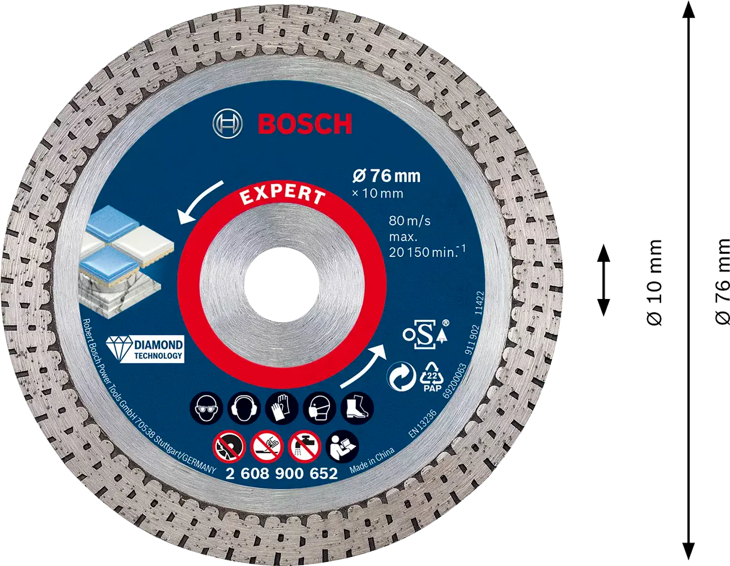 Disco de corte com diamante 76 x 10 mm EXPERT Hard Ceramic BOSCH 2