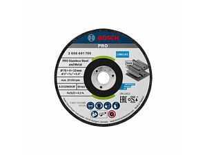 Disco de rebarbar 76 x 4 x 10 mm PRO Stainless Steel and Metal BOSCH (2 Un.)