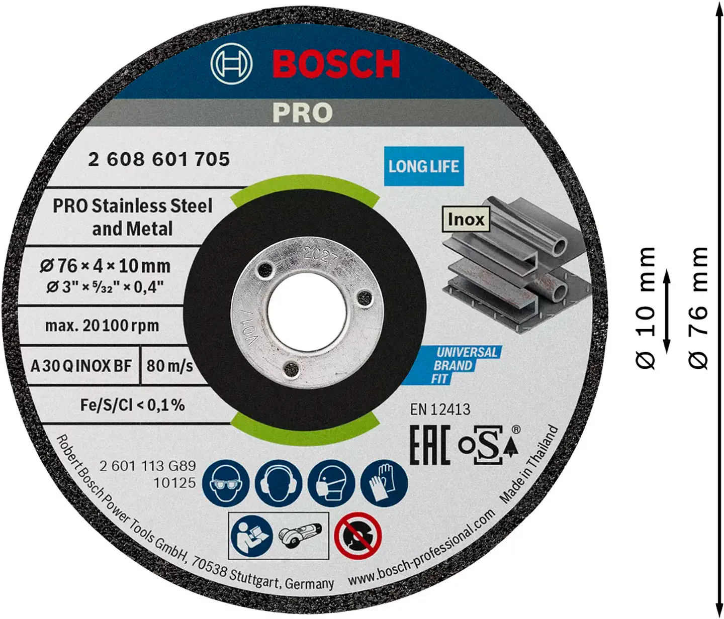 Disco de rebarbar 76 x 4 x 10 mm PRO Stainless Steel and Metal BOSCH (2 Un.) 5