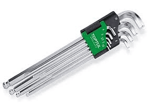 Jogo de Chaves Sextavadas Extra Longas Braço Curto Com Ponta Esférica TOPTUL