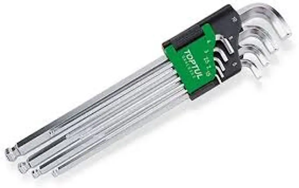 Jogo de Chaves Sextavadas Extra Longas Braço Curto Com Ponta Esférica TOPTUL 1