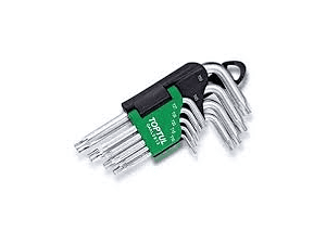 Jogo de Chaves Torx Curtas 9 Peças T10-T50 TOPTUL 