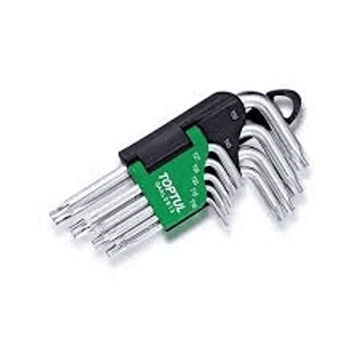 Jogo de Chaves Torx Curtas 9 Peças T10-T50 TOPTUL  1