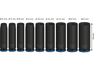 Jogo de Chaves de Impacto Longas 1/4'' com 9 peças BOSCH