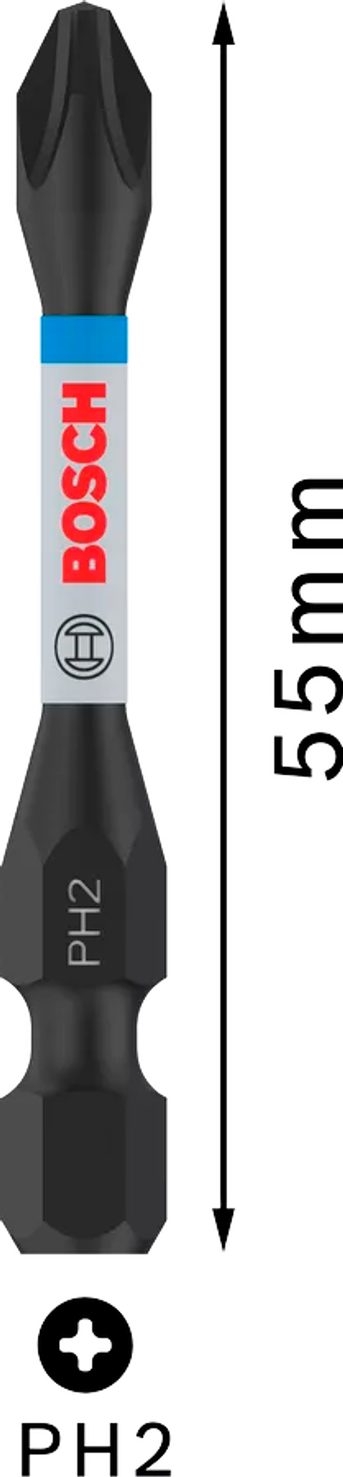 Ponta de aparafusar de impacto PH2 x 55 mm (2 Un.) BOSCH