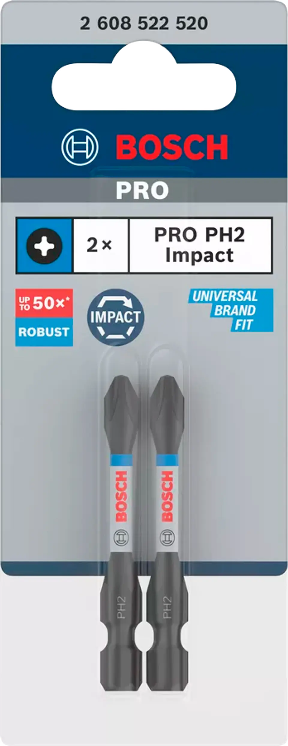 Ponta de aparafusar de impacto PH2 x 55 mm (2 Un.) BOSCH 3