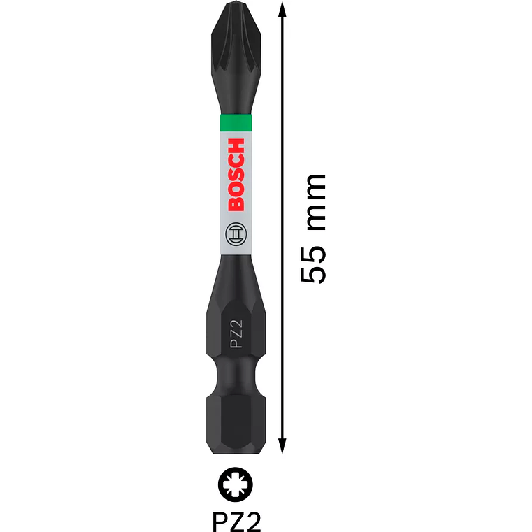 Ponta de aparafusar de impacto PZ2 x 55 mm (2 Un.) BOSCH 2