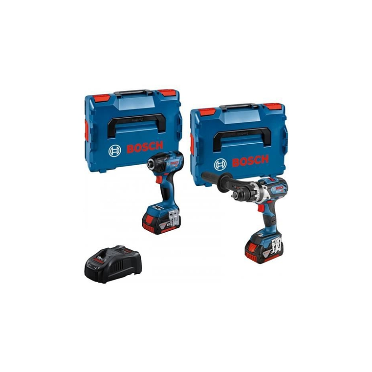 Kit Combo GSR 18V-110C + GDR 18V-210C + 2x GBA 5.0Ah + GAL 1880 + 2x L-Boxx BOSCH 1