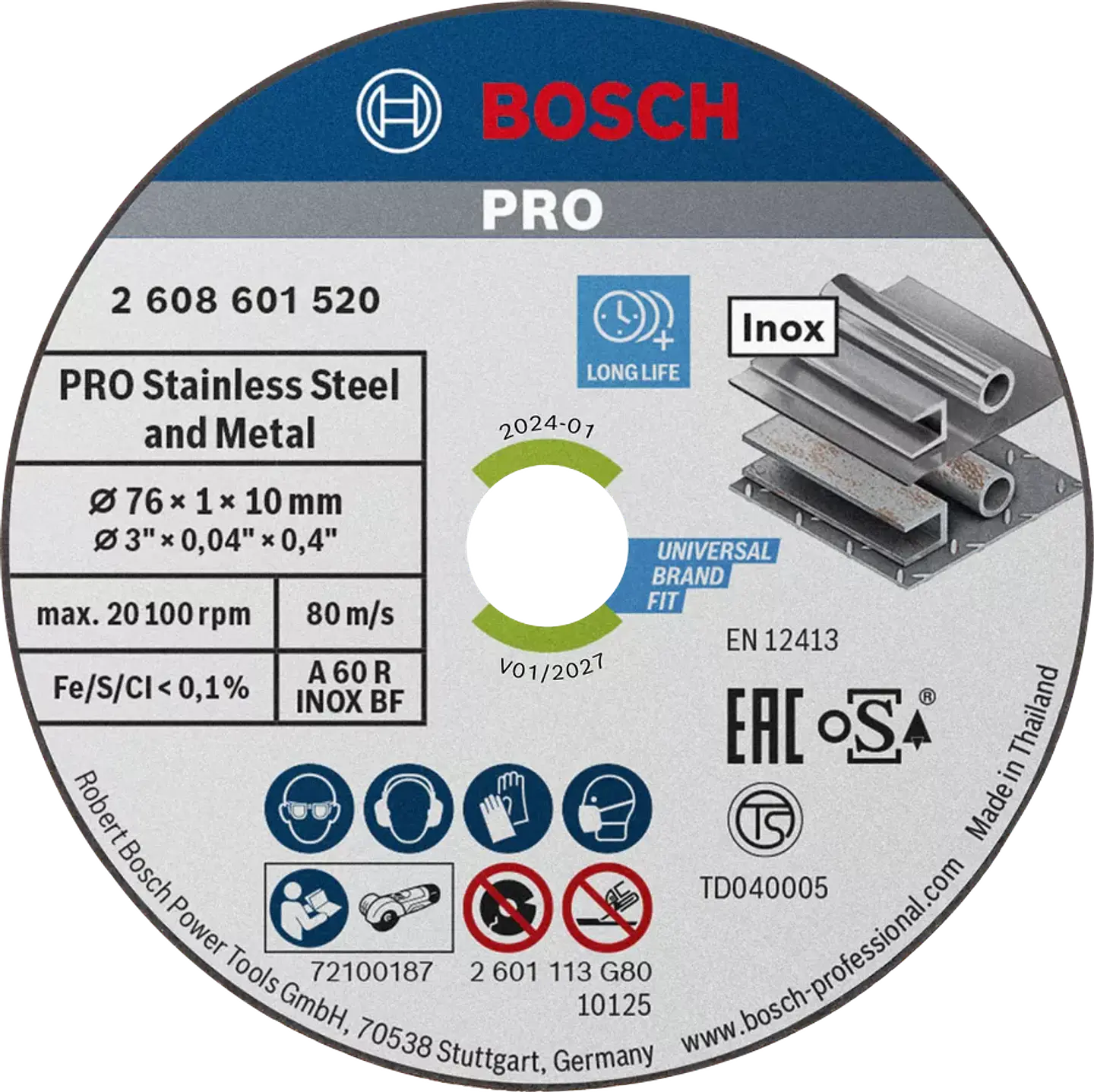5 un. Disco de corte inox para rebarbadora 76mm Expert for inox BOSCH 1