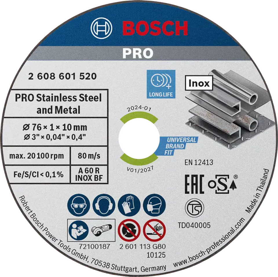 5 un. Disco de corte inox para rebarbadora 76mm Expert for inox BOSCH 1