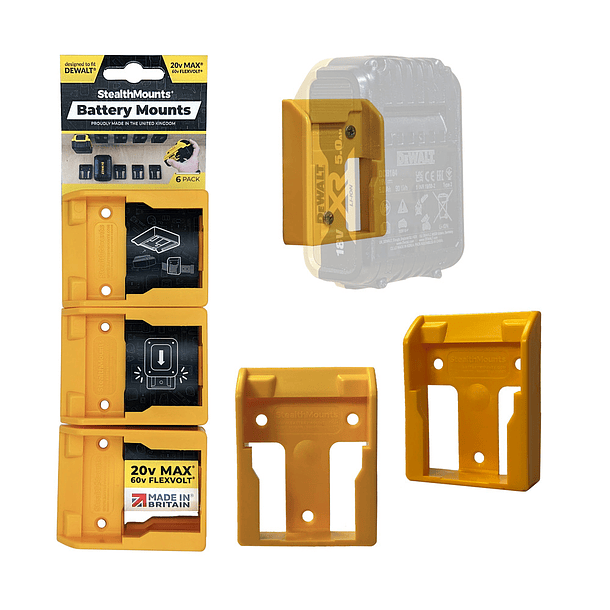 Suporte para Baterias Dewalt XR18V e Flexvolt  BM-DW20-YLW-6 STEALTHMOUNTS (6 Uni.) 1